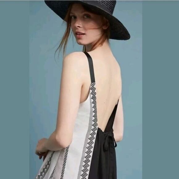 The Odells Maxi Dress Esmera Striped Lagenlook Boho Monochrome Black Gray Size S - Picture 3 of 14